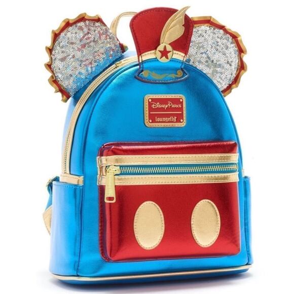 Loungefly Handbags - Loungefly Blue and Red Backpack with Gold Accents